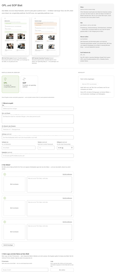 Vorschau: OPL und SOP Blatt