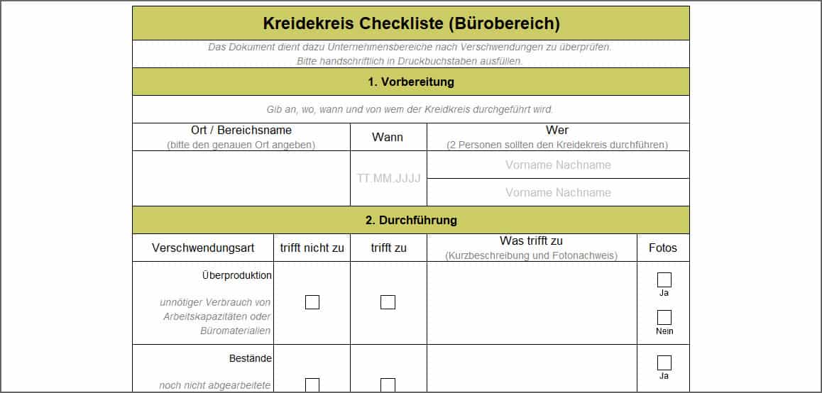 Kreidekreis Checkliste (Bürobereich)