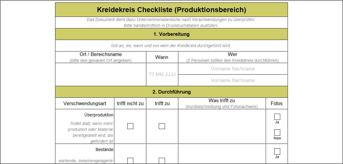 Kreidekreis Checkliste (Produktionsbereich)