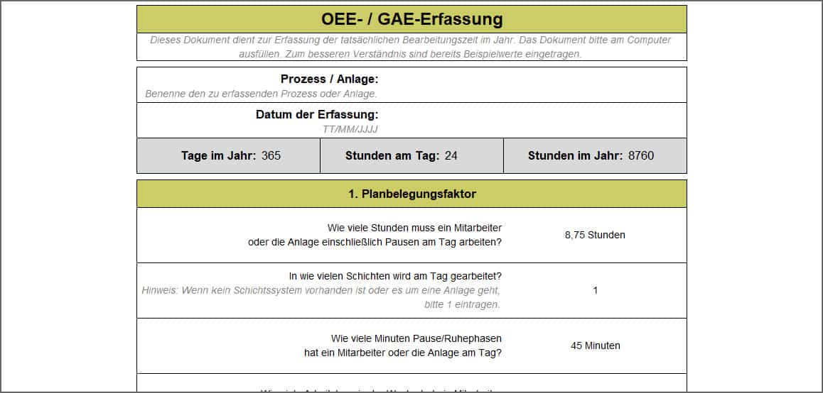 OEE- / GAE-Erfassung