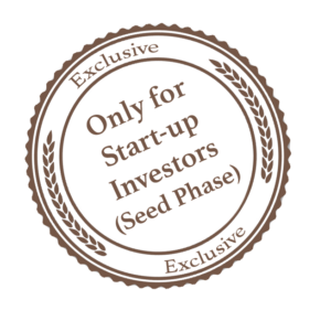 Stamp that says: "Exclusive, for start-up investors only (See phase)".