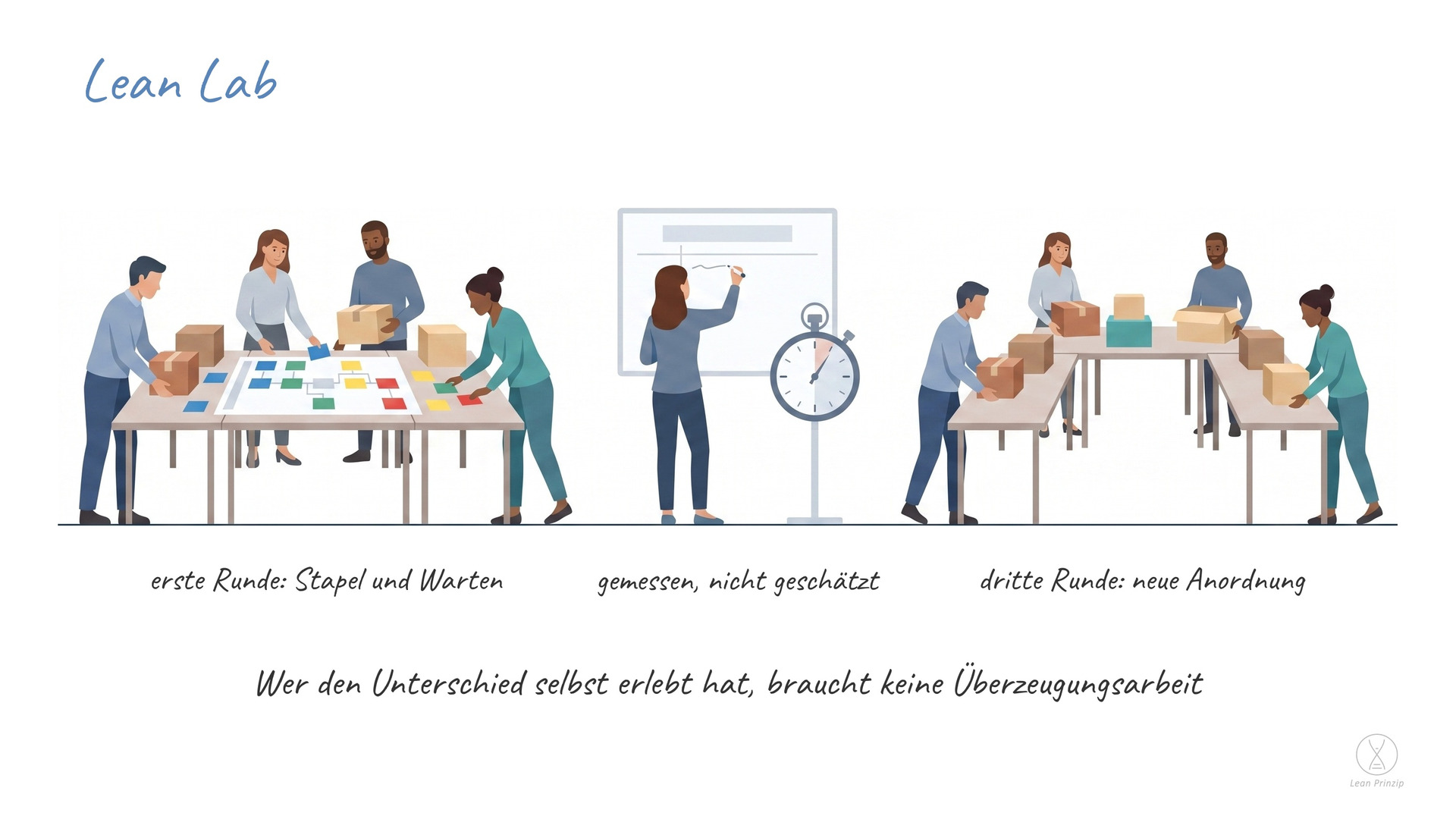 Lean Lab: Ein Lean Lab — auf Deutsch Lernwerkstatt — ist ein eingerichteter Raum, in dem Abläufe nachgestellt und