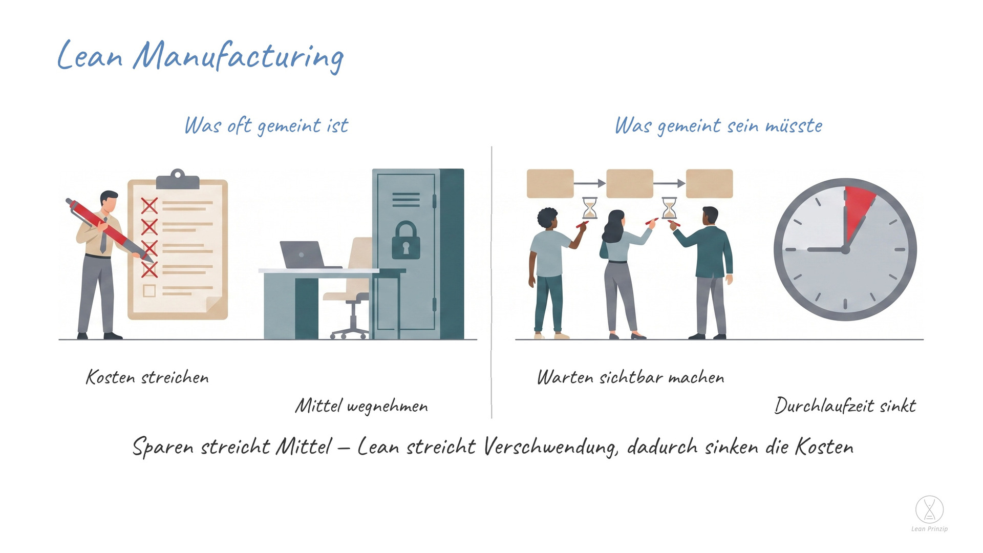Lean Manufacturing: die englische Bezeichnung für die Übertragung des Toyota-Produktionssystems auf die eigene Herstellung —