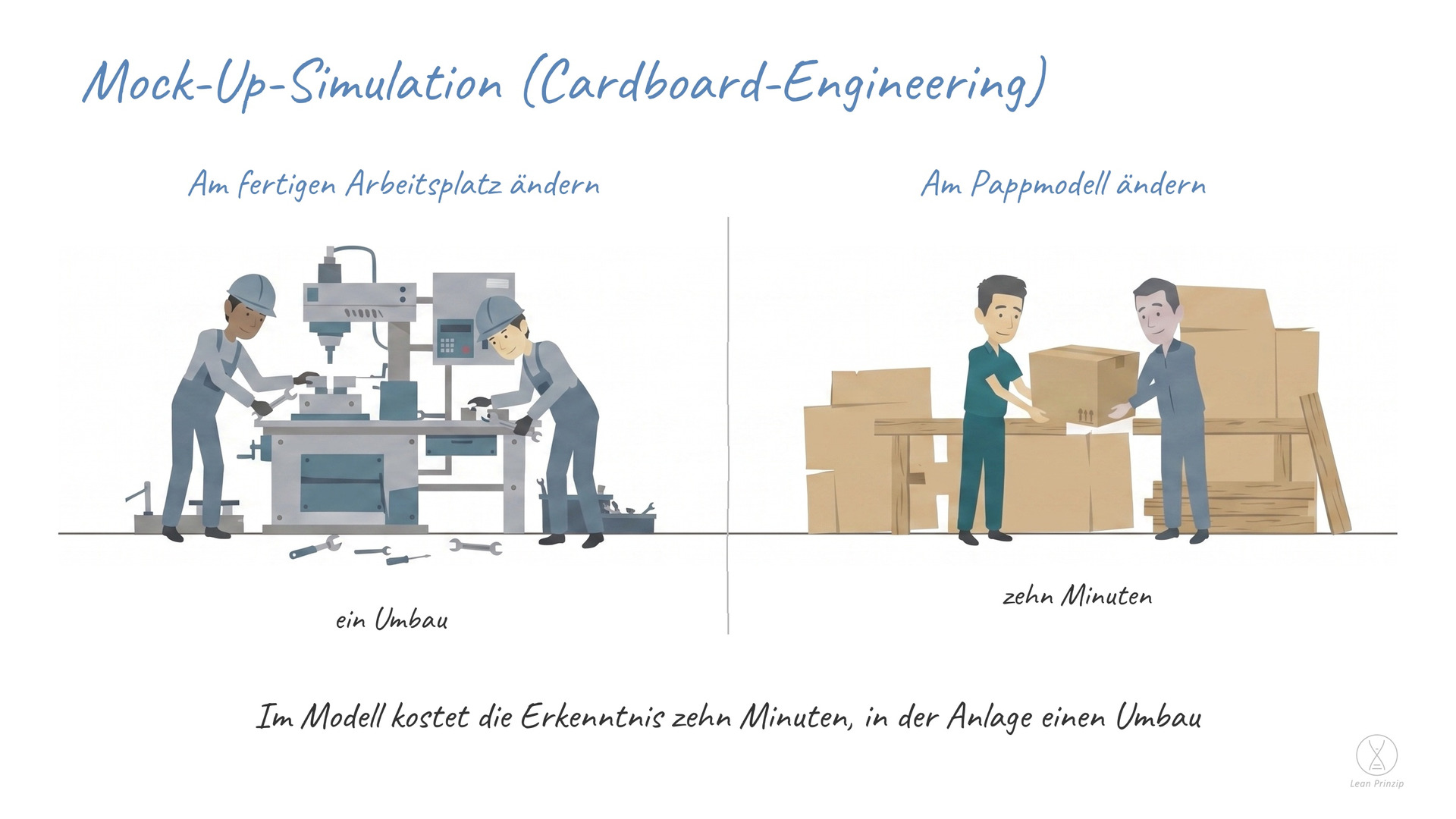 Mock-Up-Simulation (Cardboard-Engineering): Mock-Up-Simulation, auch Cardboard-Engineering genannt — auf Deutsch etwa